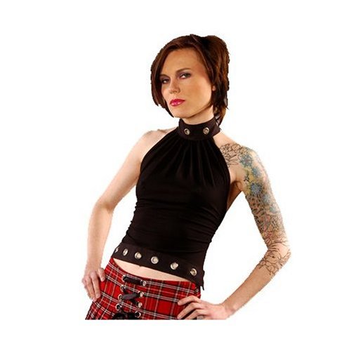 Sexy Choker Backless Top Jersey with Custom Made Grommit Trim - Choose Your Color