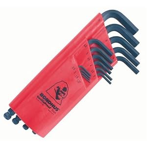 Bondhus 10995 Set of 15 Balldriver L-wrenches, ProGuard Finish, sizes 1.27-10mm by 