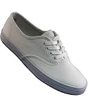Aris Allen Womens White Retro Canvas Dance Sneaker with Chrome Suede Leather Sole