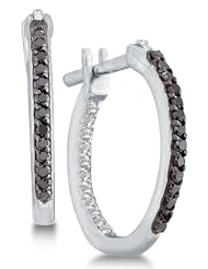 0.25 cttw. Diamond Earrings Fashion Hoops 14K Yellow Gold