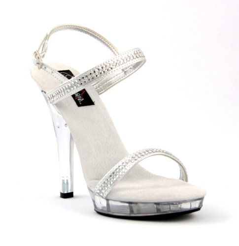 LIP-117, 5 Sexy Silver Mirror or Rhinestone Sandal in Sizes 5-16