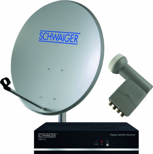 Schwaiger SAT864 Digitale SAT-Anlagen Set (4 Teilnehmer, 80 cm, FTA, Quattro-Switch-LNB)