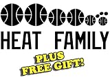 8.5" x 3.5" Heat Basketball Family Vinyl Sticker Decal [Die-cut, White] + with Free Basketball Pencil