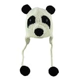 DeLux Panda Face Wool Pilot Animal Cap/Hat with Ear Flaps and 
Poms