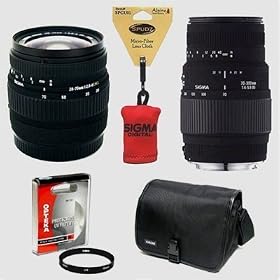 Sigma 28-70mm & 70-300mm DG Lens Set + UV Filter + Bag + Cleaning Cloth for Nikon Digital SLR Cameras