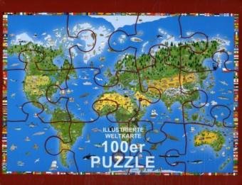 Kr&uuml;ger & Sch&ouml;nhoff Illustrierte Weltkarte f&uuml;r Kinder und Erwachsene. Puzzle