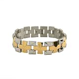Men's Stainless Steel & Gold Plated Cross Link Bracelet, 8.5