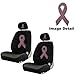 LA Auto Gear Pink Ribbon Breast Cancer Awareness Logo Gem Crystal Studded Rhinestone Bling Car Truck SUV Front Low Back Bucket Seat Covers with Head Rest Pairs - 4PCS