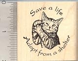 Save a life, Cat Rescue Rubber Stamp
