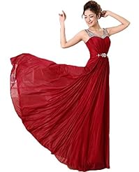 Chiffon Sheath Scoop Neck Sequined Beaded Evening Dress  with a Brush/Sweep Train  With a Sash 