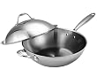 Cooks Standard Multi-Ply Clad Stainless-Steel 13-Inch Wok with Dome Lid