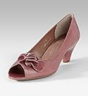  Per Una Leather Peep Toe Flower Mid Heel Shoes
