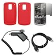 Red Silicone Gel Skin Cover Case + LCD Screen Protector + Rapid Car Charger + USB Data Charge Sync Cable for Samsung Jack i637