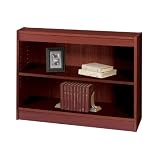 Safco 2-Shelf Square-Edge Veneer Bookcase, Mahogany