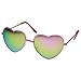 zeroUV - Womens Color Coated Full Metal Frame Color Mirror Heart Shape Sunglasses