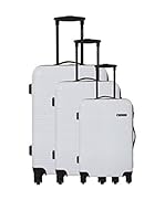 PLATINIUM Set de 3 trolleys rígidos (Blanco)