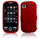 Samsung Messager Touch R630 / R631 Red Rubber Feel Protective Case Faceplat ....