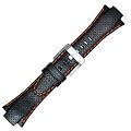 Seiko Sportura Leather Band (15mm, Black, Orange Stitching, 4KG1JZ)