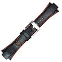 Seiko Sportura Leather Band (15mm, Black, Orange Stitching, 4KG1JZ)