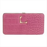 Glazed Croco Frame Wallet in Pink