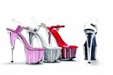Women's 7 Inch Pointed Stiletto Sandal With Glitter In Platform (Red;7)