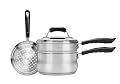 Range Kleen 4 Piece 3 Quart sauce pan with lid, steamer & double boiler insert
