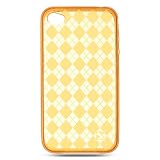 Orange Checker Pattern Skin Gel Crystal Cover Case for Apple Iphone 4 4g