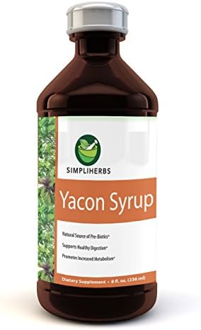 SimpliHerbs 100% Pure Yacon Syrup 8 Oz- No Additives - All-Natural Sugar &amp; Sweetener Substitute - Vegan, GMO-Free, Gluten Free - 48 Servings