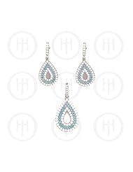 Sterling Silver -Micro Pave Earrings Pendant Set (PS-1001-BL)