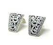 Silvertone Metal and Crystal Filigree Clip Earrings