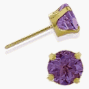 Genuine 2.5mm Amethyst 14 Karat Yellow Gold Round Earrings