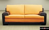 Contemporary Mango and Brown Leather Living Room Sofa Sleeper Only