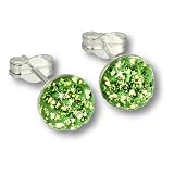 Details zu "SilberDream Glitzer Ohrstecker Halbkugel hellgr&uuml;n Swarovski Elements 925 Sterling Silber Ohrringe GSO217L"