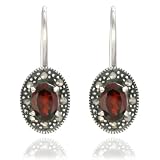 41beredznUL. SL160  Sterling Silver Marcasite Garnet Oval Earrings