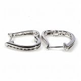 Sterling Silver Huggie Hoop Earrings with Clear CZ - Size: 3mm x 19mm