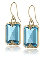 Mizuki 14k Yellow Gold and Emerald-Cut Blue Topaz Earrings
