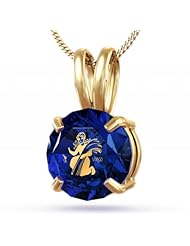 Gold Plated Virgo Necklace: Zodiac Necklace with Inscriptions of 24kt Gold on CZ