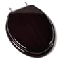 Comfort Seats C1B1E-16BN Designer Solid Wood Toilet Seat with PVD Brushed Nickel Hinges, Elongated, Mahogany