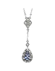 14K White Gold Tanzanite and Diamond Necklace -- LIFETIME WARRANTY