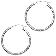 Solid 14KT White Gold 1 Inch Twist Pattern Hoop Earrings