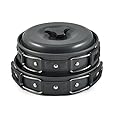 OuterEQ 8pcs Lightweight Outdoor Camping Hiking Cookware Backpacking Cooking Picnic Bowl Pot Pan Set