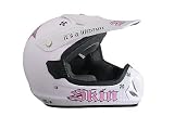 Skin The Lid White and Pink Motocross Helmet