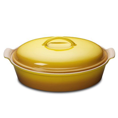 Le Creuset Stoneware 4-Quart Covered Oval Casserole, Dijon