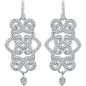 Genuine IceCarats Designer Jewelry Gift Sterling Silver & 14K White Gold Metal Fash Granulate Ear W/Bck. Pair Precious Metal Fashion Granulated Earrings With Backs Metal Fash Granulate Ear W/Bck In Sterling Silver & 14K White Gold