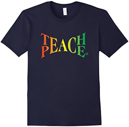 Men's Teach Peace T Shirt Large Navy