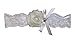 Ivory Beach Blue Lace Wedding Garter Set with Pearl & Rhinestone & Bow Prom Gift