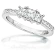 1/2ctw Three-Stone Princess Diamond Engagement Ring in 14kt White Gold (HI/I1-I2)