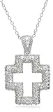 Sterling Silver Cubic Zirconia Pave Cross Pendant, 18