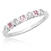 10k White Gold Diamond and Pink Sapphire Stack Ring, Size 6