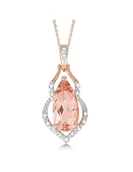 Diamond and Morganite Pear Pendant Necklace For Women 14k Rose Gold (1.67ct)
